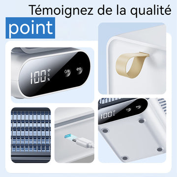 Ventilateur de bureau 4000mah réglage à 6 vitesses rotation automatique à double couche 12x12x30cm ventilateur à affichage numérique